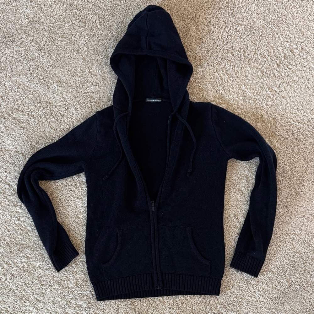 Navy Hooded Zip-Up Sweater